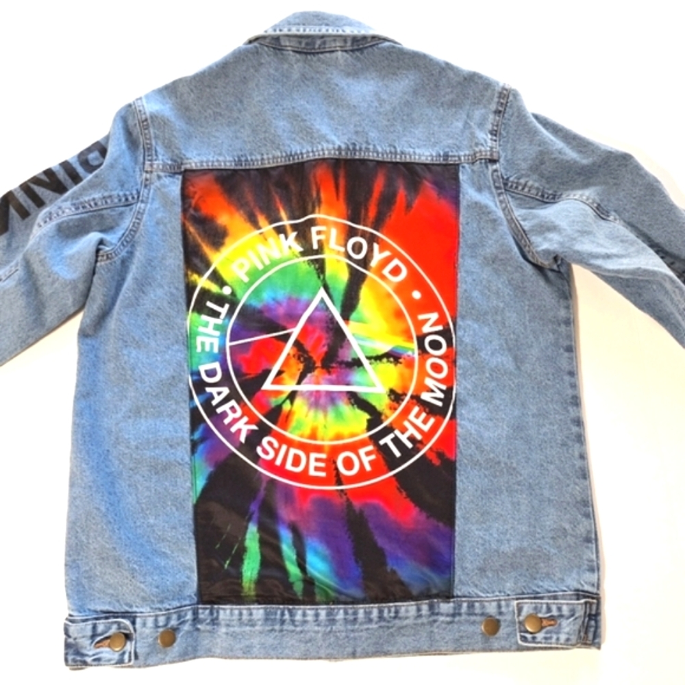 Pink Floyd Bright Colorful Logo Back Denim Jacket